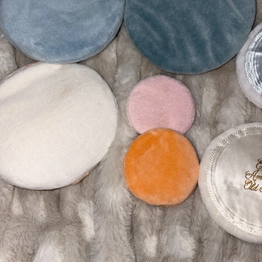 Lot Of Vintage Powder Puffs Cosmetic Pads Various Sizes and Colors